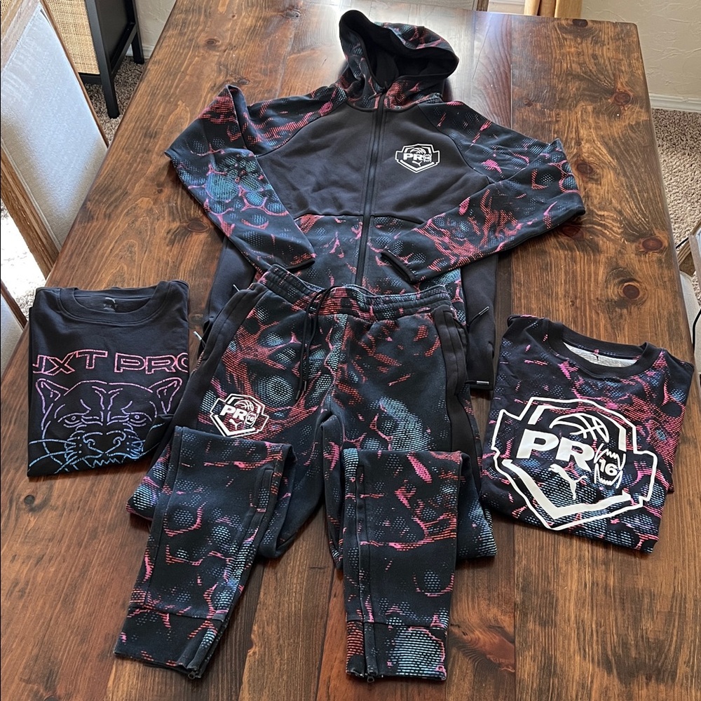 Puma PRO16 AAU Basketball Circuit Hoodie Tech Joggers Shirt Bundle Combo Set S